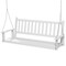 Wooden Outdoor Porch Swing with Slatted Backrest and Ergonomic Curved Seat